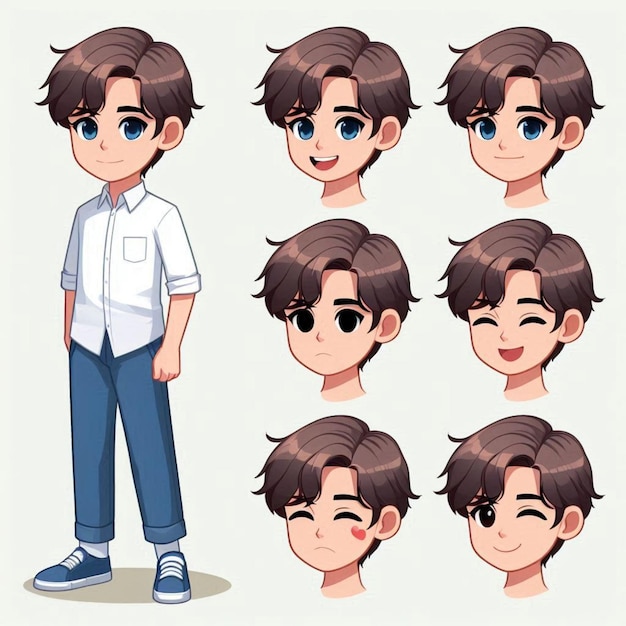 a cartoon of a boy with his hair up