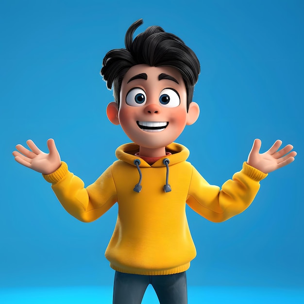 Cartoon Boy with Welcoming Gesture