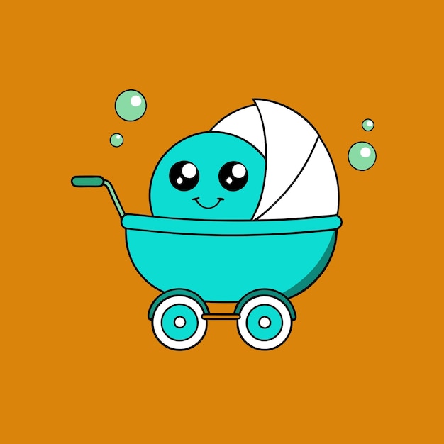 Photo cartoon bubbly buggy kids toy illustration design