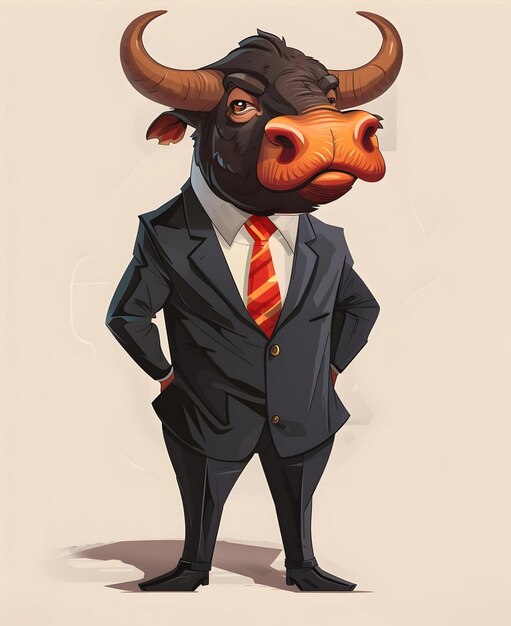 Photo a cartoon of a bull with a tie on it