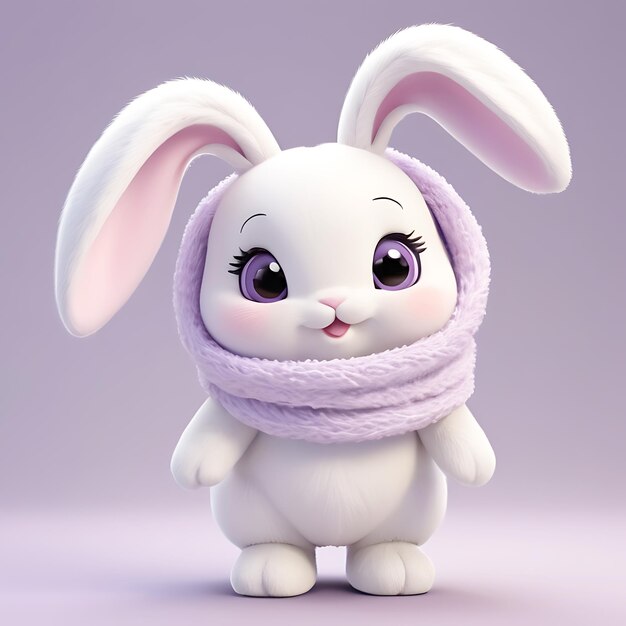 A cartoon bunny wearing a scarf