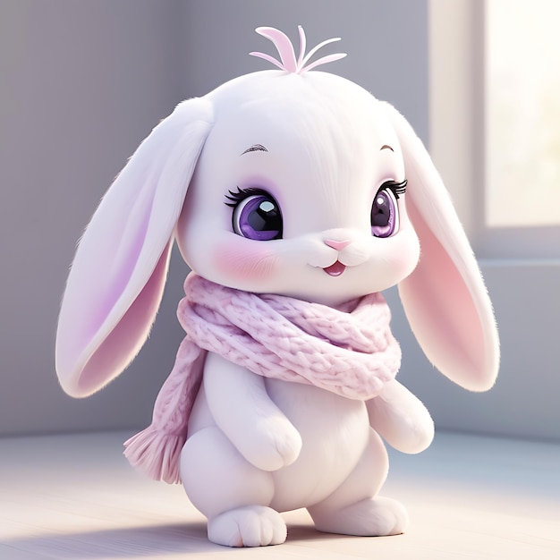 Photo a cartoon bunny wearing a scarf