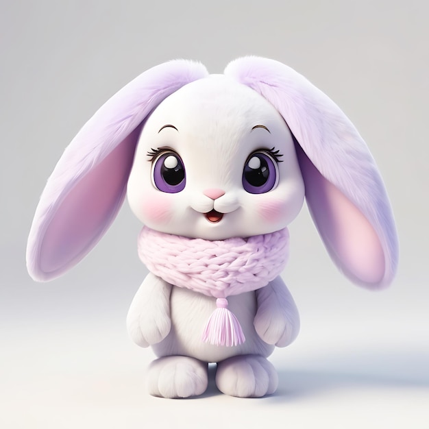 Photo a cartoon bunny wearing a scarf