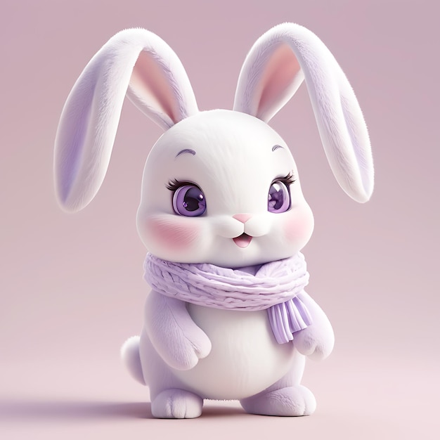 A cartoon bunny wearing a scarf