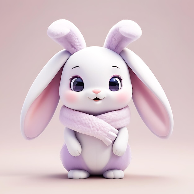 A cartoon bunny wearing a scarf