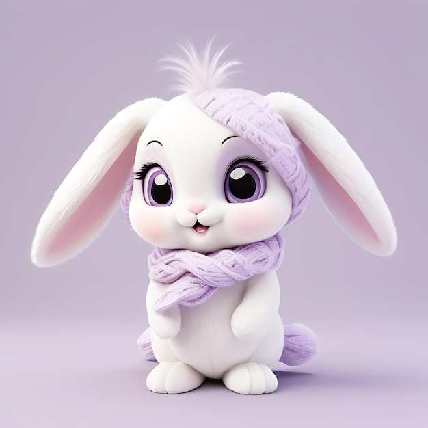 A cartoon bunny wearing a scarf