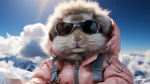 a cartoon bunny wearing sunglasses close up