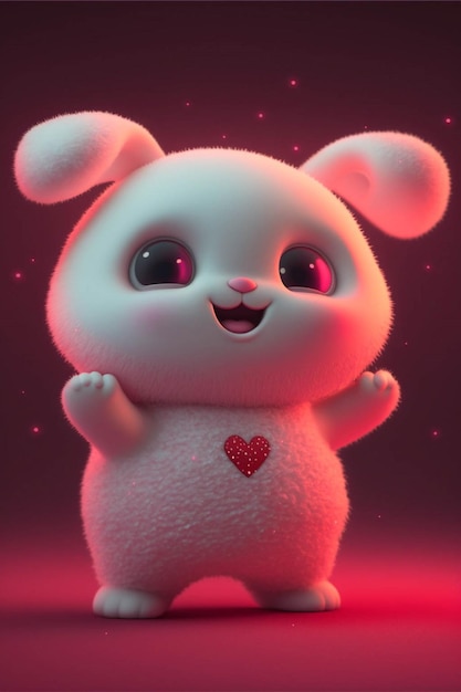 Cartoon bunny with a heart on its chest generative ai