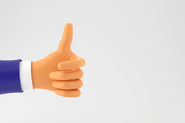 Cartoon businessman hand sign ok Place for text Grey background 3d render