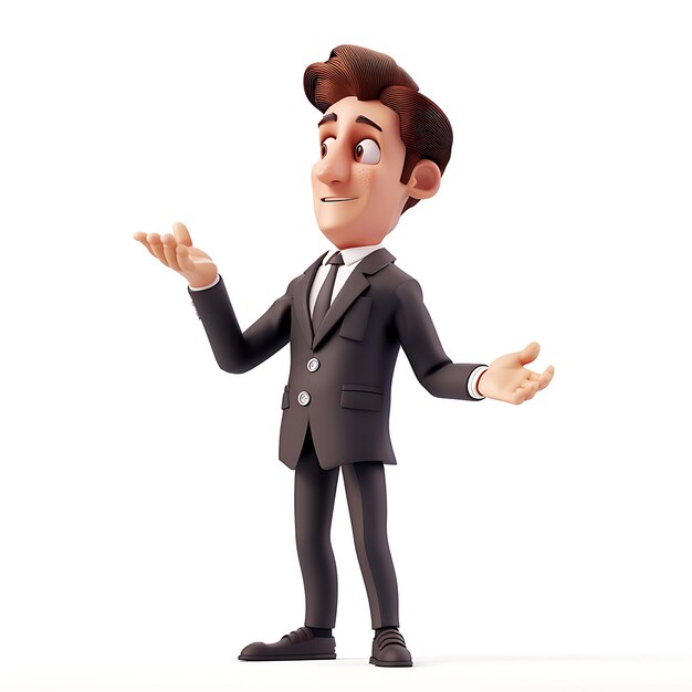 Photo cartoon businessman presenting