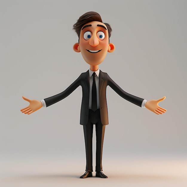 Photo cartoon businessman welcoming with open arms