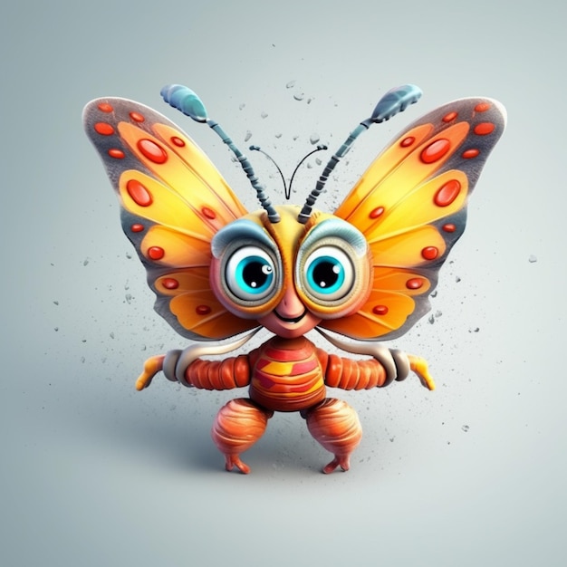 A cartoon butterfly with a butterfly on its wings.