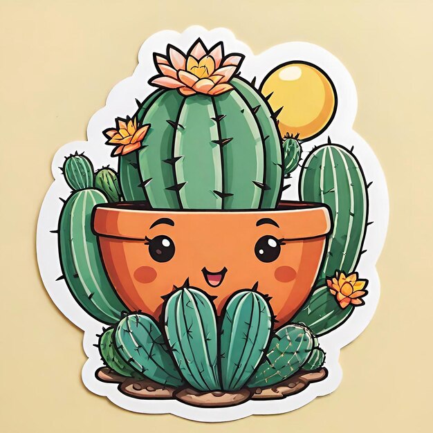 Photo a cartoon cactus with a face generative ai image