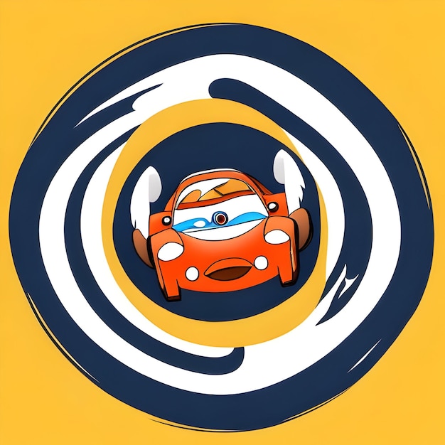 Cartoon Car and Driver 2D Image