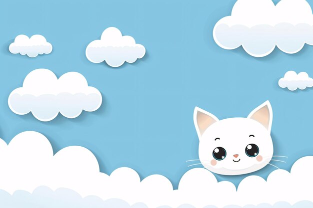 Photo a cartoon cat head in the clouds