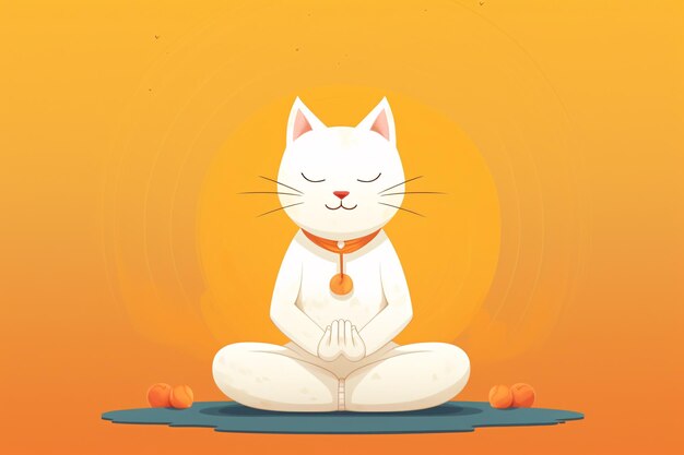 Photo a cartoon of a cat meditating