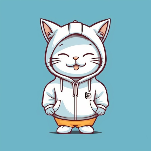 a cartoon cat wearing a hoodie and shorts generative ai