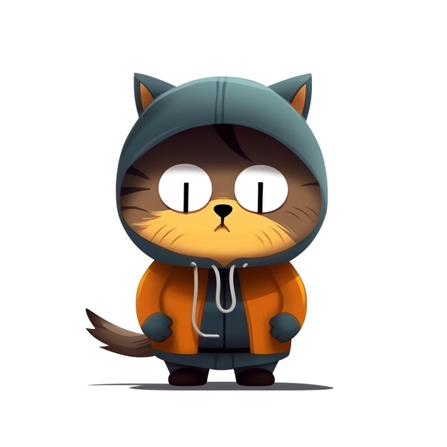 a cartoon cat wearing a hoodie