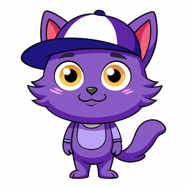 Photo a cartoon cat wearing a purple hat and a purple hat