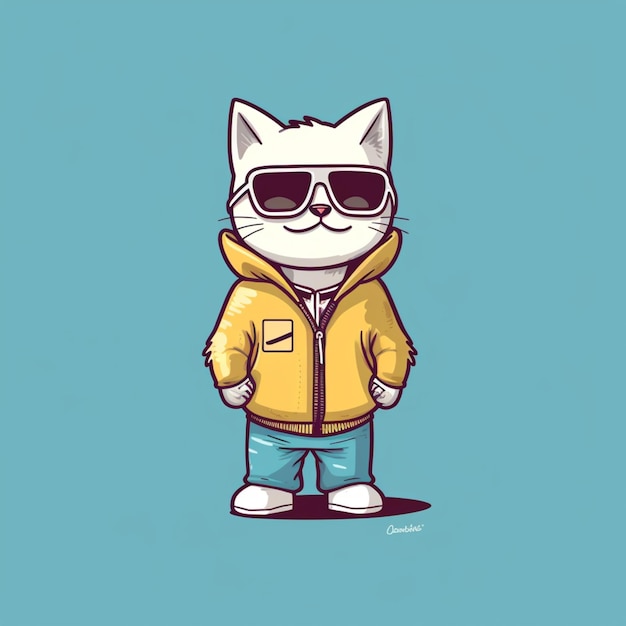 a cartoon cat wearing sunglasses and a jacket generative ai