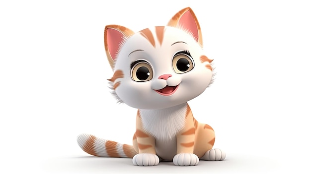 A cartoon cat with big eyes and a big smile.