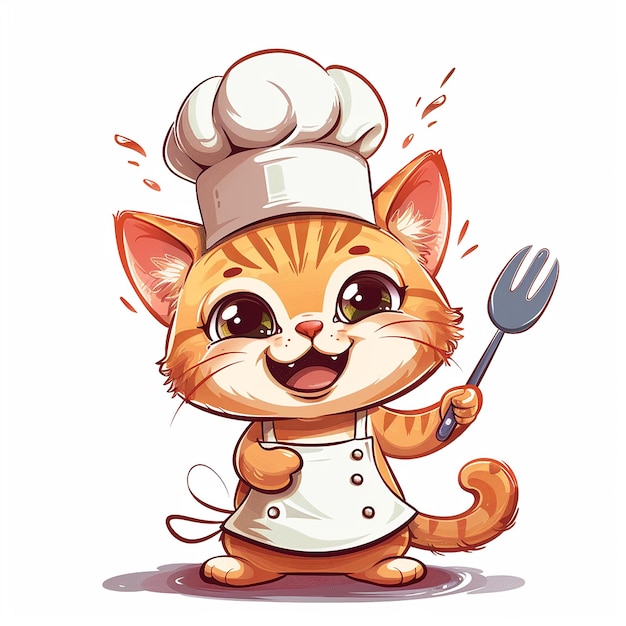 Photo a cartoon cat with a chef hat on it