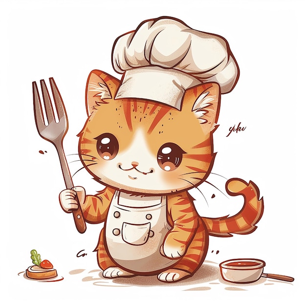 Photo a cartoon cat with a chef hat on it