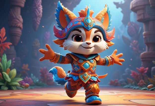 a cartoon cat with a costume that says fox on it