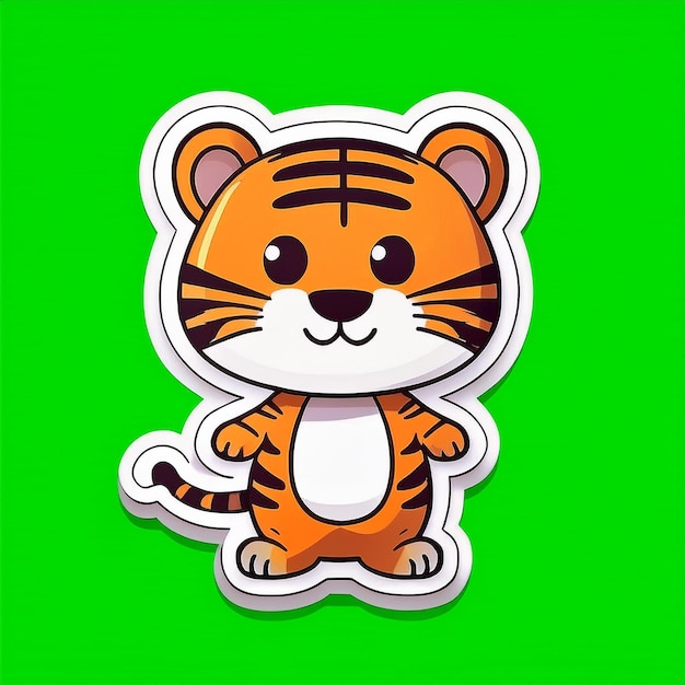 Photo a cartoon cat with a green background that says tiger