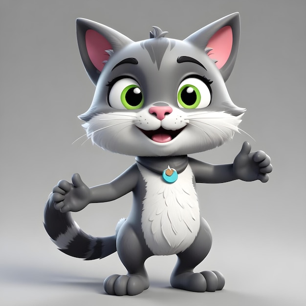 a cartoon cat with green eyes and a tag that says  cat