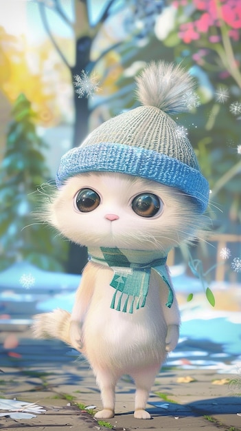 Photo a cartoon cat with a hat on its head