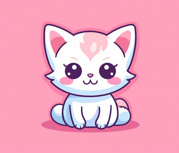 A cartoon cat with a pink background.