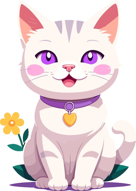 Photo cartoon cat with purple eyes