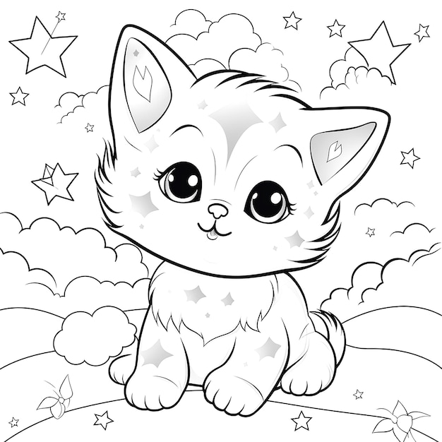 Photo a cartoon cat with a star on its head