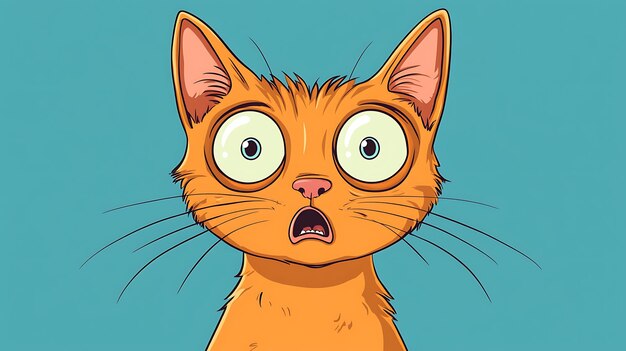 Photo cartoon cat with a surprised look on its face