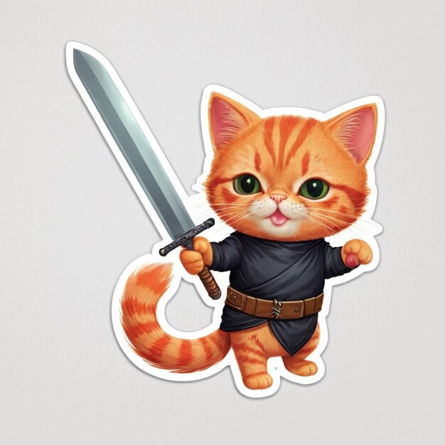 Photo a cartoon cat with a sword and the letter c on it