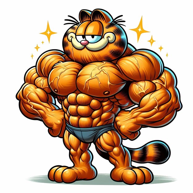 a cartoon cat with a tiger on his chest