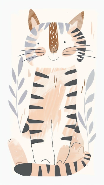 a cartoon cat with a zebra on its back