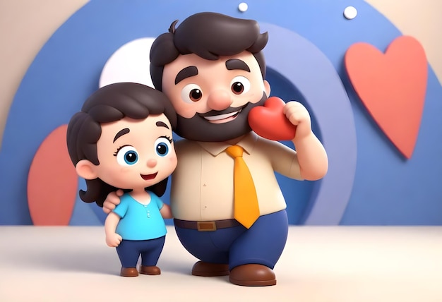 Cartoon character 3d happy fathers day