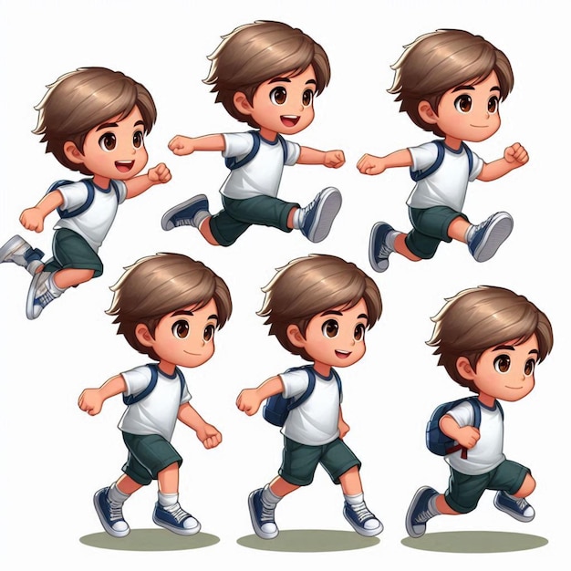 a cartoon character of a boy running with his arms stretched out