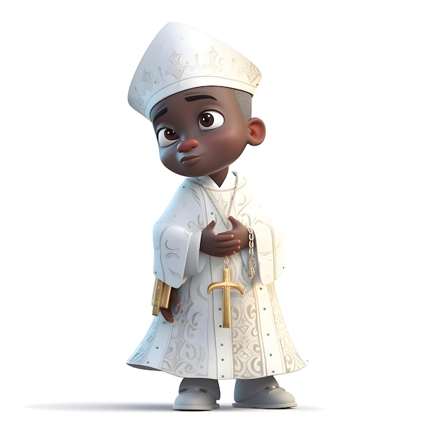 Cartoon character of a boy with christian or catholic costume