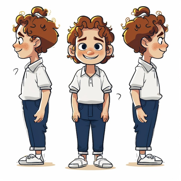 cartoon character of a boy with different facial expressions generative ai