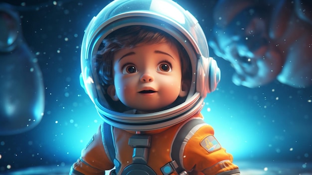 Cartoon character children39s book illustration kid as an astronaut Generative AI