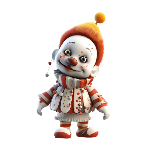 Cartoon character of a clown on a white background 3d rendering