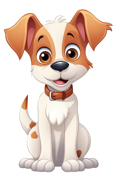 Cartoon character cute dog puppy on white isolated background Generative AI illustration