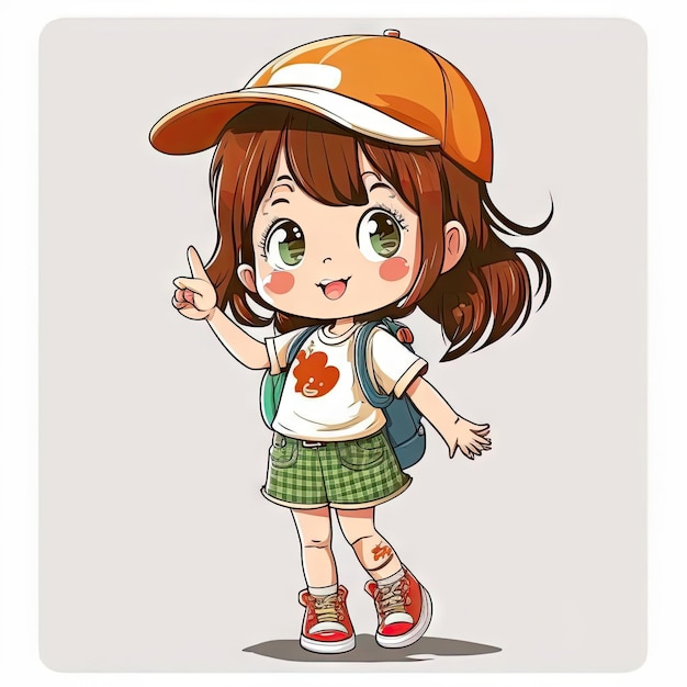 Cartoon character of cute girl lovely kid vector illustration Made by AIArtificial intelligence