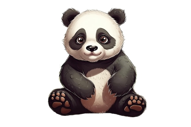 Cartoon character cute happy panda on white isolated background Generative AI illustration