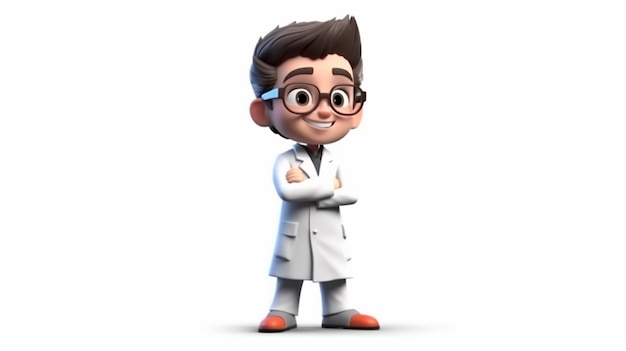 Cartoon character Doctor in white coat healthcare and medicine idea concept Generative AI