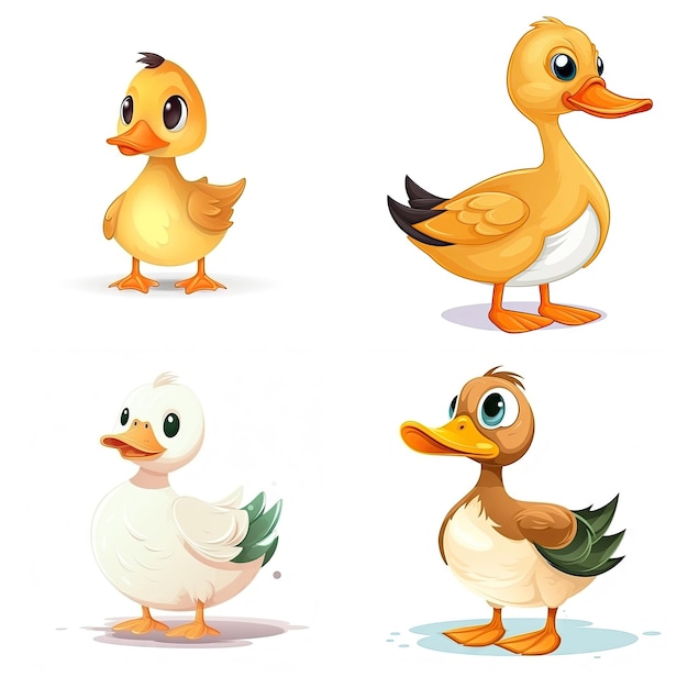 Cartoon character of duck on white background