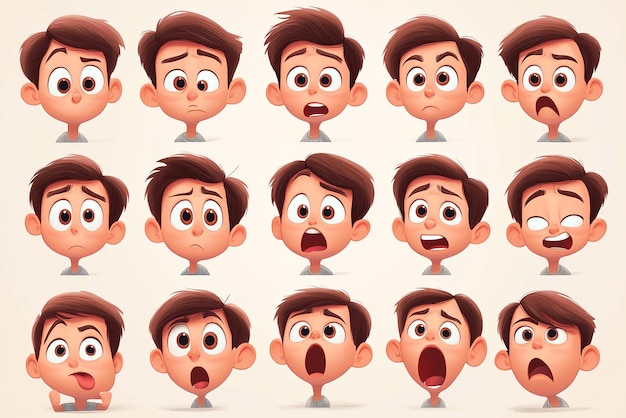 Cartoon Character Expressions and Emotions Vector Art